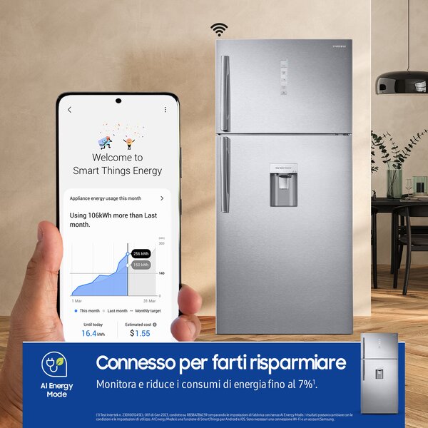 Samsung Frigorifero Doppia Porta Capacit 620 Litri Classe energetica E Raffreddamento No Frost colore Acciaio Inox - RT62K711RS