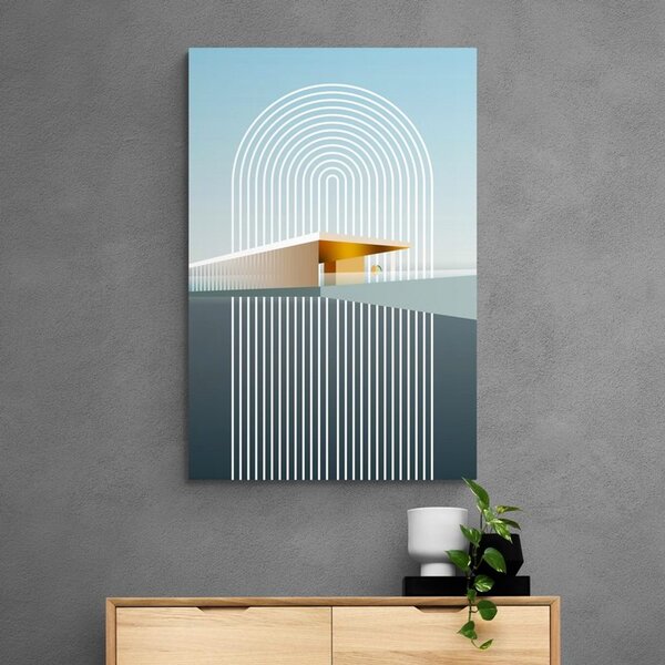 Quadro su tela – Arcobaleno con sfondo astratto Mid-Century