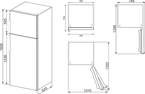 Smeg Frigorifero Doppia porta No Frost Classe E Capacit 434 Litri colore Effetto Marmo - FD70EN4HM