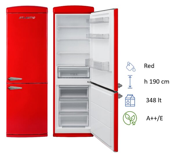 Atlantic Frigorifero Doppia Porta Statico Classe F Capacit 311 lt colore Rosso - ATBM346R