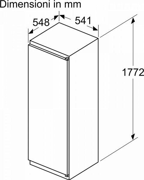 Bosch Frigorifero Monoporta da Incasso Capacit 280 Litri Classe E Raffreddamento Ventilato con Congelatore - KIL82NSE0 Serie 2