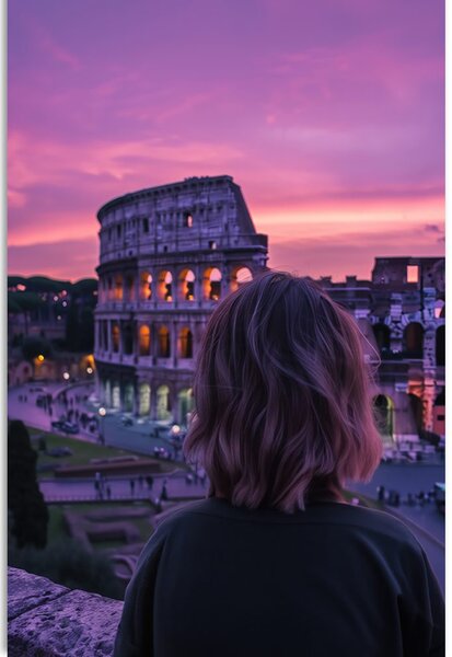 Quadro su tela – Donna con vista sul Colosseo
