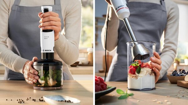 Bosch Frullatore a Immersione Minipimer Capacit Ciotola 0,6 Litri Potenza 800 Watt colore Nero e Bianco - MSM4W420