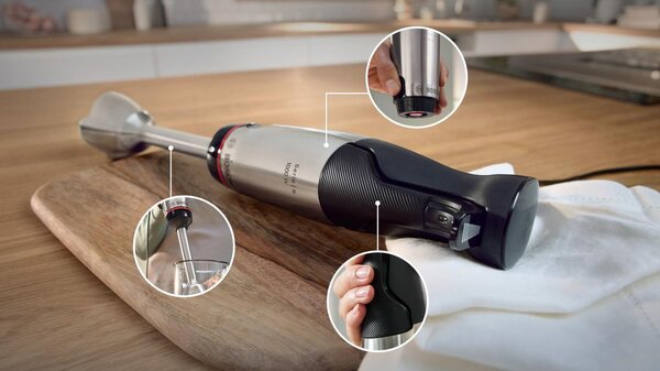 Bosch Frullatore a Immersione Minipimer Capacit Ciotola 0,6 Litri Potenza 800 Watt colore Nero e Bianco - MSM4W420