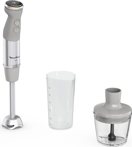 Moulinex Frullatore a Immersione Minipimer Capacit Ciotola 0,8 Litri Potenza 1000 Watt con Tritaghiaccio colore Grigio e Acciaio - DD672B