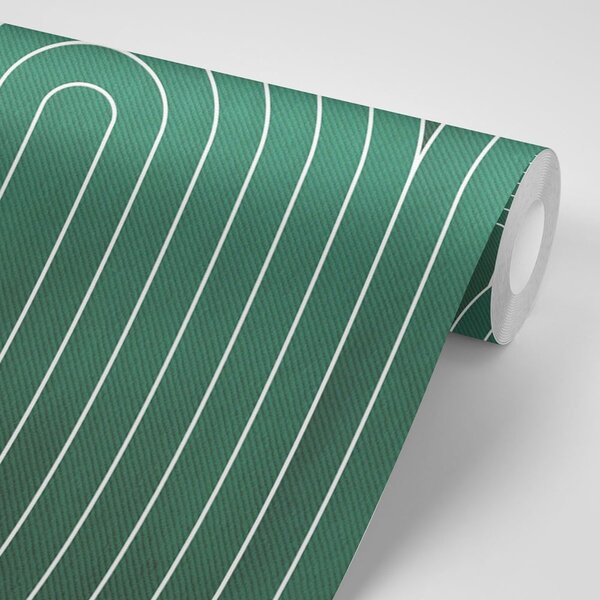 Carta da parati – Motivo arcobaleno verde Mid-Century