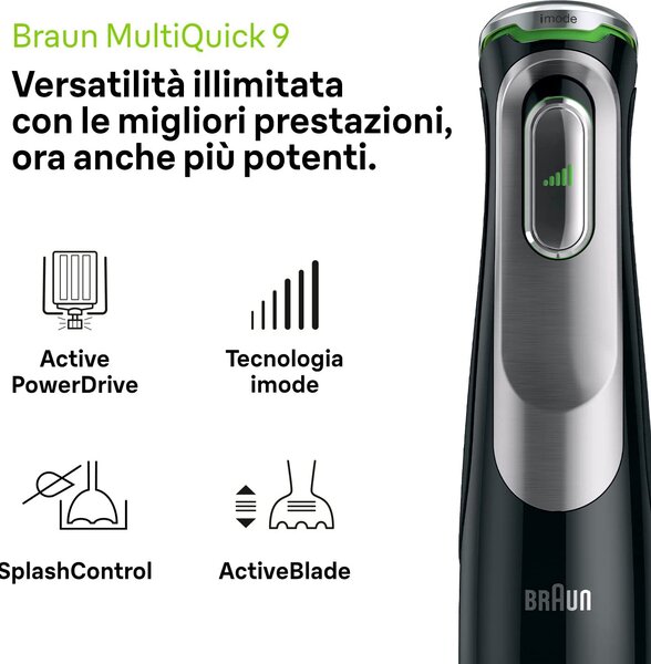 Braun Frullatore a immersione Minipimer con 5 accessori 1200 Watt - MQ 9187XLI MultiQuick 9 - 0X22111376