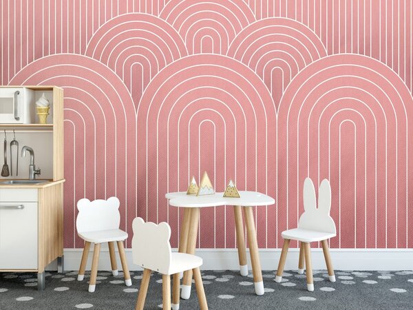 Carta da parati – Motivo arcobaleno rosa antico Mid-Century