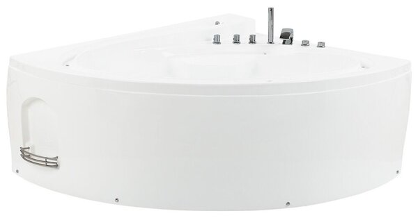 Vasca Idromassaggio Bianco Sanitario Acrilico Illuminazione LED Doppia 206 x 164 cm Ovale Design Moderno Beliani