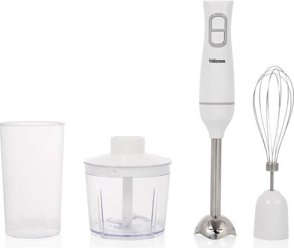 TRISTAR Frullatore a Immersione Minipimer Potenza 350 Watt Lame in Acciaio Inox con Accessori colore Bianco - MX4881