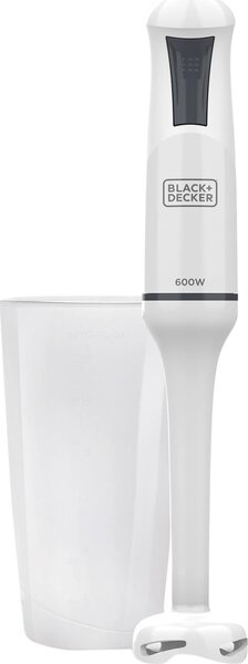 Black & Decker Frullatore a Immersione Potenza 600 Watt 1 Velocit con Lame in Acciaio e Bicchiere colore Bianco - BXHB600E