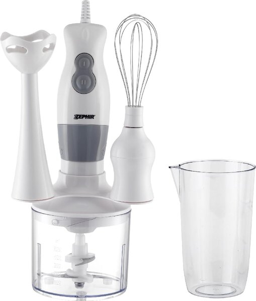 Zephir Frullatore ad Immersione Minipimer con Bicchiere e Accessori Potenza 400 Watt 2 Velocit colore Bianco - ZHC86