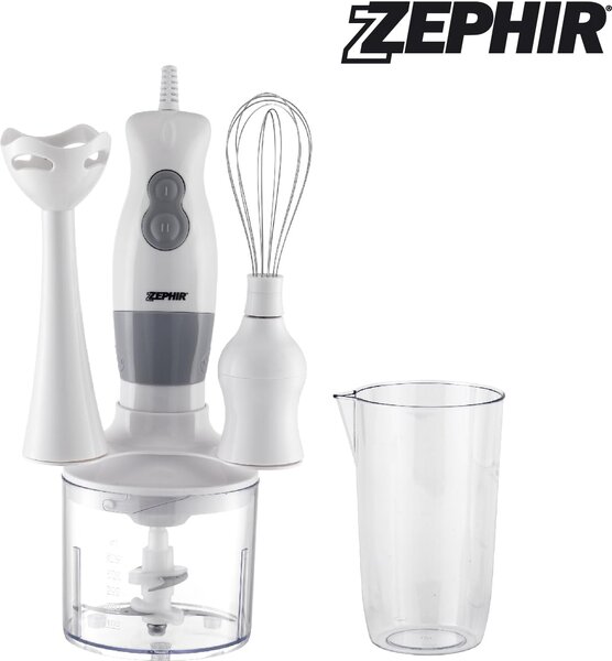 Zephir Frullatore ad Immersione Minipimer con Bicchiere e Accessori Potenza 400 Watt 2 Velocit colore Bianco - ZHC86