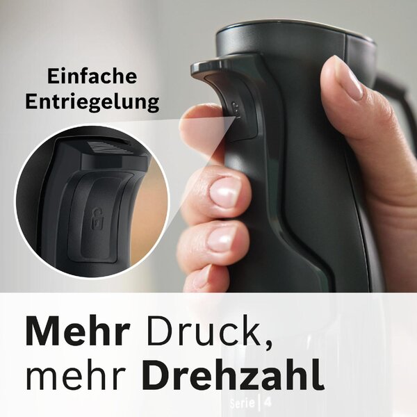 Bosch Frullatore ad Immersione Minipimer Potenza 1000 Watt con Bicchiere da 1.2 Litri colore Nero - MSM4B6V2 Serie 4