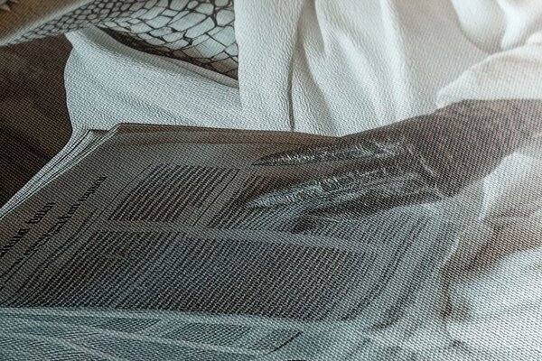 Quadro su tela – Coccodrillo con giornale in bagno