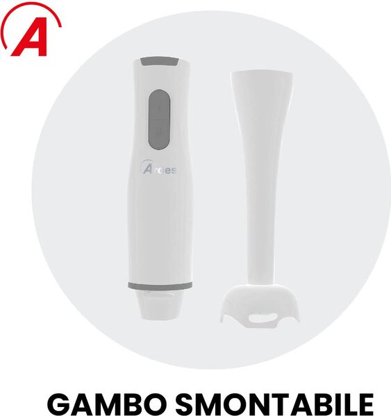 Ardes Frullatore ad Immersione Minipimer Potenza 200 Watt 2 Velocit Lama in Acciaio Inox colore Bianco - ARMIX01