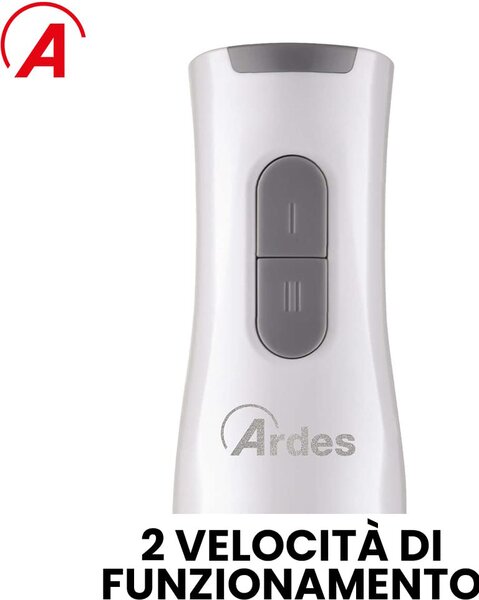 Ardes Frullatore ad Immersione Minipimer Potenza 200 Watt 2 Velocit Lama in Acciaio Inox colore Bianco - ARMIX01