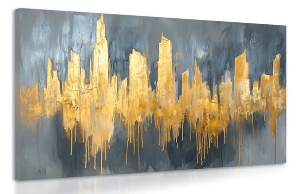 Stampa su tela – Pittura a olio astratta dorata