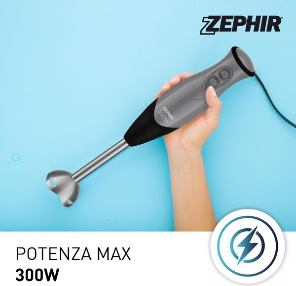 Zephir Frullatore ad Immersione Minipimer Potenza 300 watt colore Grigio - ZHC84