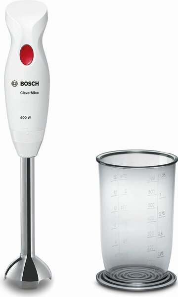 Bosch Frullatore ad Immersione Minipimer Potenza 400 Watt Lama in Acciaio Inox colore Bianco - MSM24100 CleverMixx