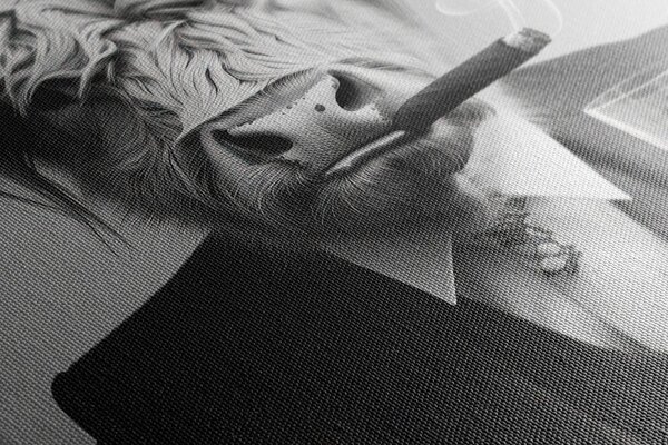 Quadro su tela – Mucca in abito con sigaro e whisky