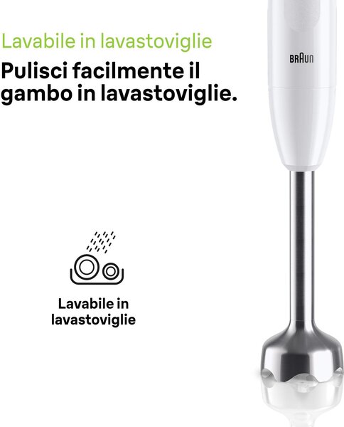 Braun Frullatore ad Immersione Minipimer Potenza 450 Watt Capacit Ciotola 0.6 Litri colore Bianco - MQ10.2001M