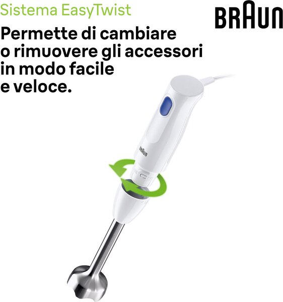 Braun Frullatore ad Immersione Minipimer Potenza 450 Watt Capacit Ciotola 0.6 Litri colore Bianco - MQ10.2001M