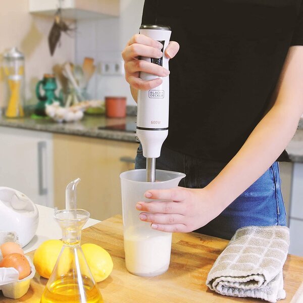 Black & Decker Frullatore ad Immersione Minipimer Potenza 600 watt 20 Velocit + Funzione Turbo colore Bianco - BXHBA600E