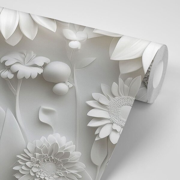 Carta da parati – Fiori bianchi 3D