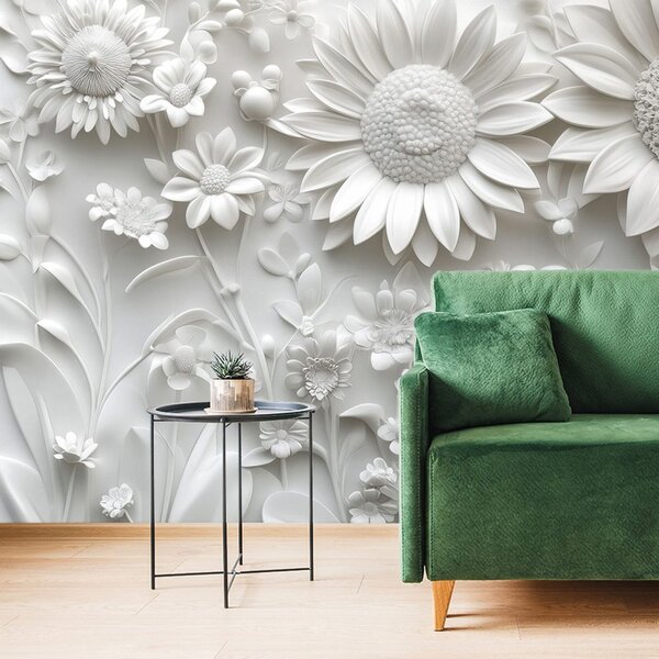 Carta da parati – Fiori bianchi 3D