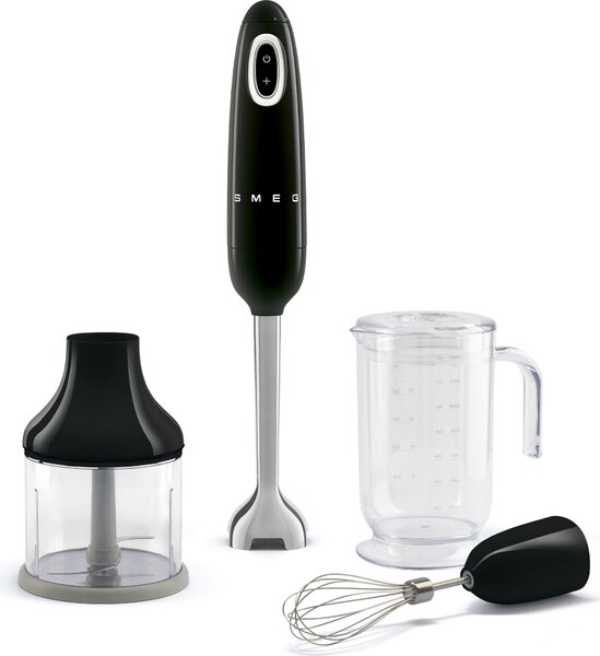 Smeg Frullatore ad Immersione Minipimer Potenza 700 Watt Capacit Ciotola 1.4 Litri con Bicchiere Funzione Turbo colore Nero Lucido - HBF03BLEU 50'