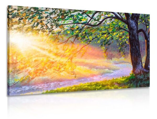 Quadro su tela – Alba nel bosco