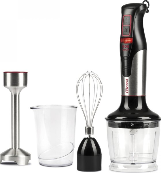 Girmi Frullatore ad Immersione Minipimer Potenza 800 Watt + Accessori colore Nero e Inox - MX3900