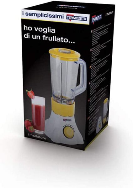 Termozeta Frullatore con Bicchiere 1 Litro lame in acciaio inox potenza 400 watt colore Bianco / Giallo - 73954