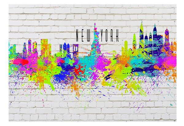 Carta da parati fotografica New York a colori con design astratto