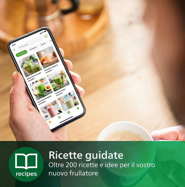 Philips Frullatore con Bicchiere Capacit 0,6 Litri Potenza 350W colore Bianco serie 5000 Eco Conscious - HR250000