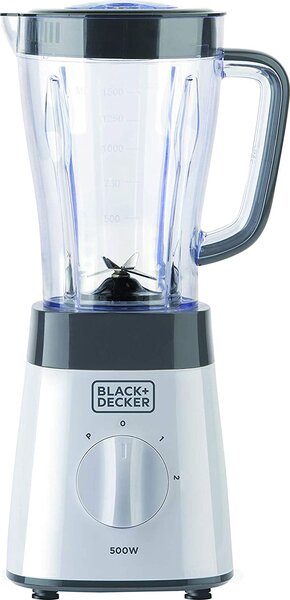 Black & Decker Frullatore con Bicchiere Capacit 1,5 Litri Lame in Acciaio Inox Potenza 500 watt colore Nero Bianco - BXJB500E