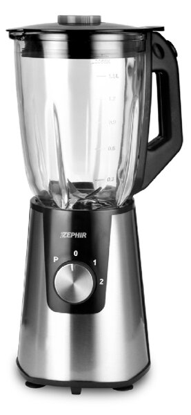 Zephir Frullatore con Bicchiere Capacit 1,5 Litri Potenza 600W 2 Velocit + Pulse colore Inox/Nero - ZHC488