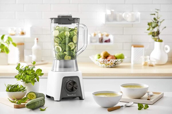 Moulinex Frullatore con Bicchiere Capacit 1,5 Litri Potenza 450 watt Bicchiere graduato colore Bianco - LM2C01 Blendeo +