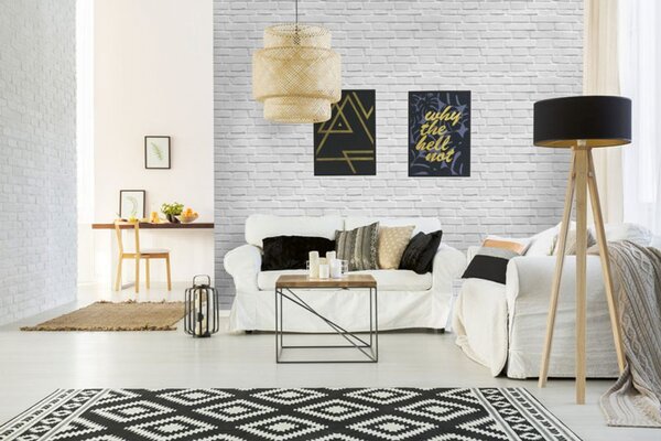 Carta da parati – Con imitazione di mattoni in grigio Digital Line