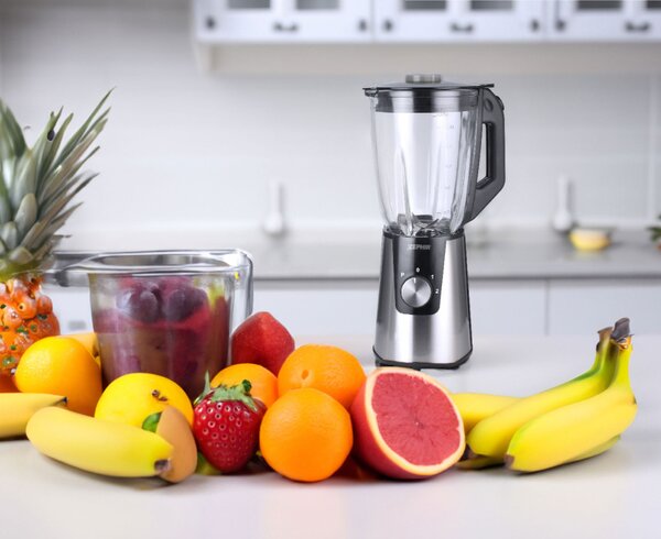 Zephir Frullatore con Bicchiere Capacit 1,5 Litri Potenza 600W 2 Velocit + Pulse colore Inox/Nero - ZHC488