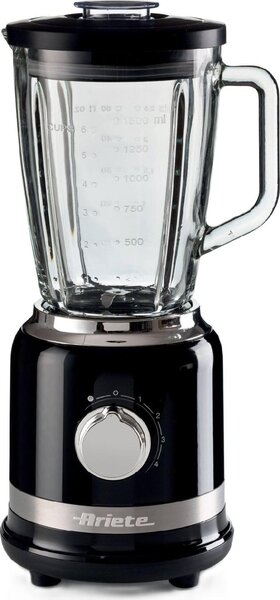 Ariete Frullatore con Bicchiere Capacit 1.5 Litri Potenza 1000 Watt con 4 Velocit e 4 Lame in Acciaio Inox colore Nero - 00C058502AR0 Moderna