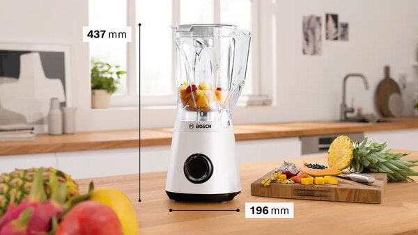 Bosch Frullatore con Bicchiere Capacit 1.5 Litri Potenza 1200 Watt 2 Velocit colore Bianco - MMB6141W