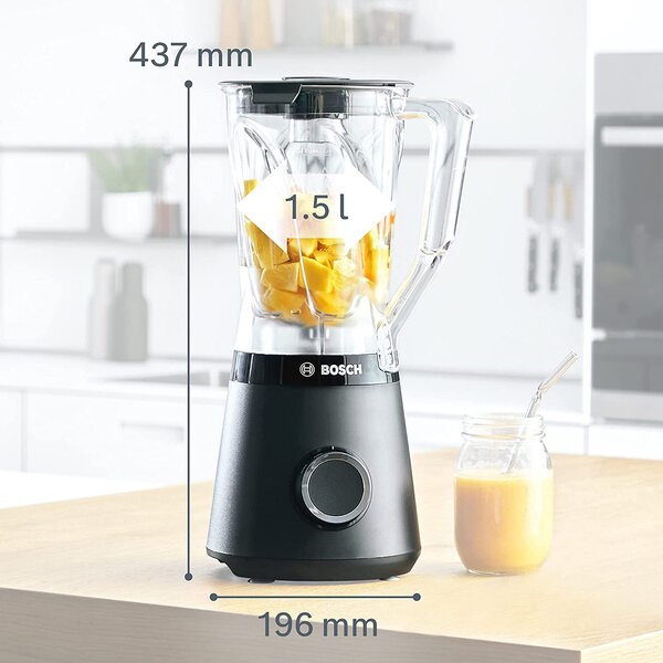 Bosch Frullatore con Bicchiere Capacit 1.5 litri Potenza 1200 watt colore Nero - MMB6141B Serie 4