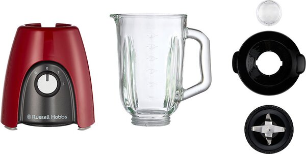 Russell Hobbs Frullatore con Bicchiere Capacit 1.5 Litri Potenza 650 Watt 2 Velocit colore Rosso e Nero - 27120-56