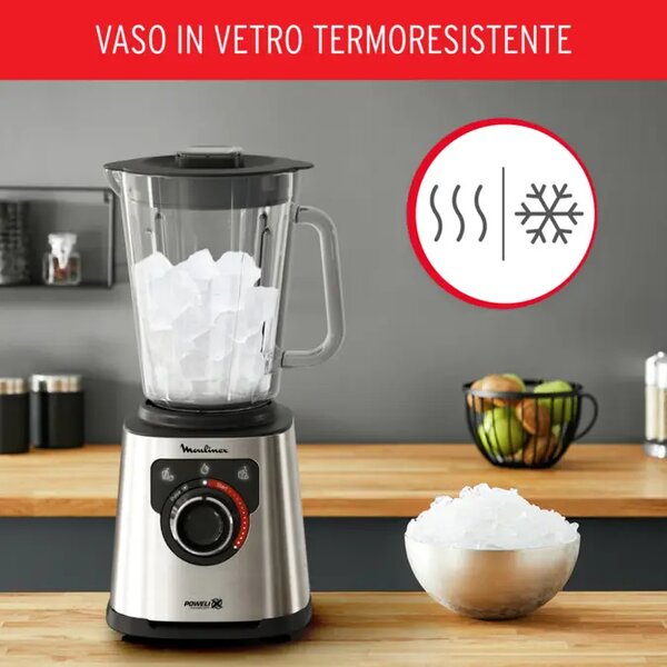 Moulinex Frullatore con Bicchiere Capacit 2 Litri Potenza 1200 watt Lame Rimovibili colore Grigio - PerfectMix+ LM871D