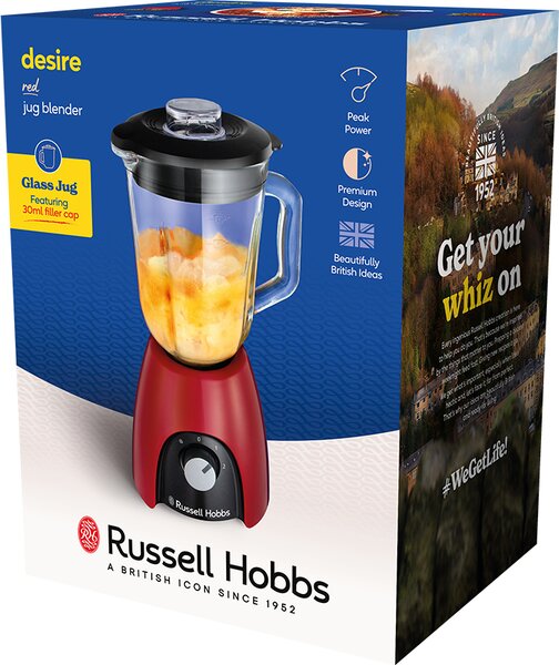 Russell Hobbs Frullatore con Bicchiere Capacit 1.5 Litri Potenza 650 Watt 2 Velocit colore Rosso e Nero - 27120-56