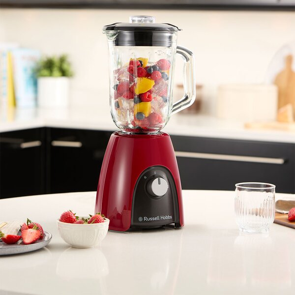 Russell Hobbs Frullatore con Bicchiere Capacit 1.5 Litri Potenza 650 Watt 2 Velocit colore Rosso e Nero - 27120-56