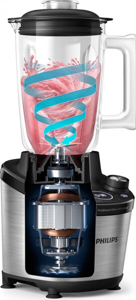 Philips Frullatore con Bicchiere Capacit 2 Litri Potenza 1500W colore Nero/Metallo Serie 7000 - HR3760/00
