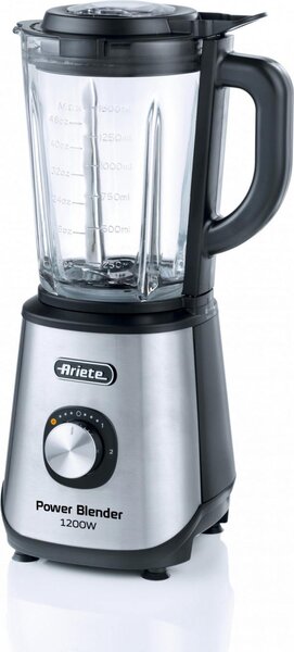 Ariete Frullatore con Bicchiere Elettrico Potenza 1200W 4 Lame in Acciaio colore Silver Power Blender 579 - 00C057900AR0